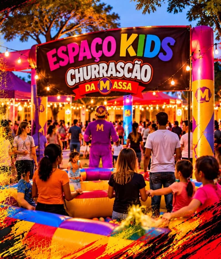 Crianças e famílias no espaço kids do evento